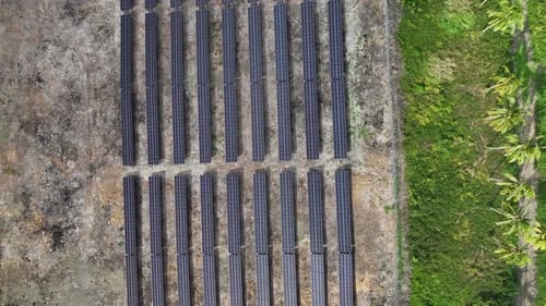 Aerial Top Down Drone View of the Fiji Solar Project in Taveuni