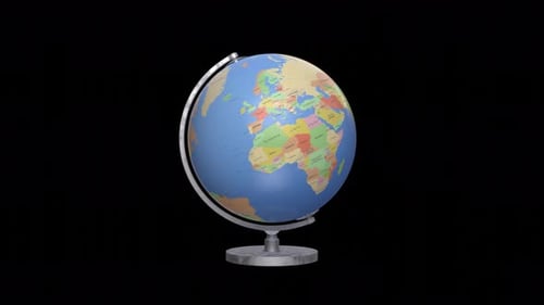 Rotating 3D Labeled Earth Globe Animation