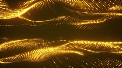 Abstract Flowing Golden Particle Waves Loop Background