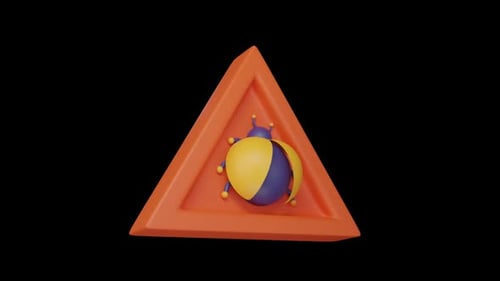 3D Rotating Ladybug Warning Sign Icon