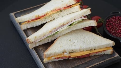 Delicious Sandwiches with Ham Cheese and Fresh Tomato
