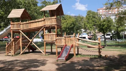 Wooden Playground Outdoor House Park in Istanbul