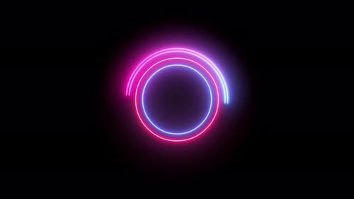 Neon Glowing Rotating Circles Loop Animation