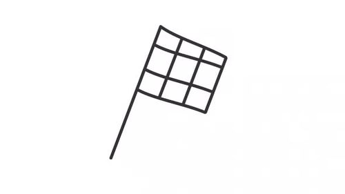 Flat Design Checkered Flag Waving Animation