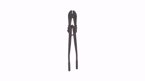 3D Animated Bolt Cutter Tool Spinning and Opening