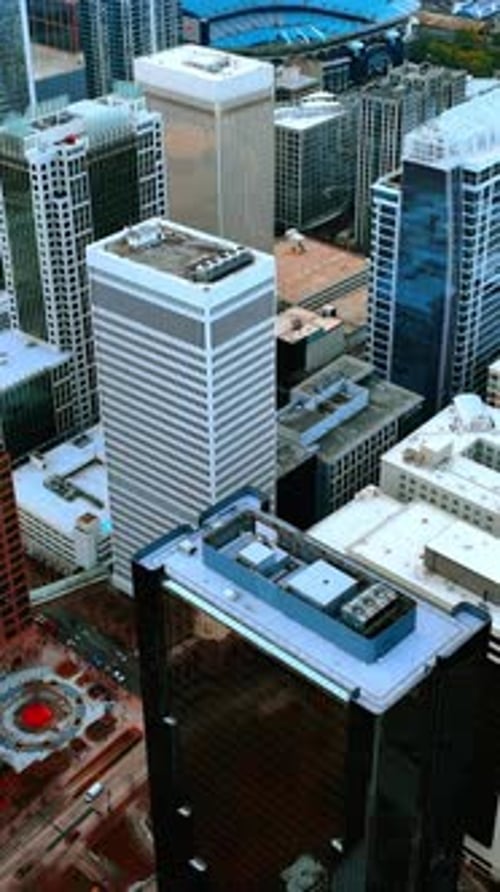 Variety of high-rise buildings in the city downtown. Beautiful modern skyscrapers of Charlotte
