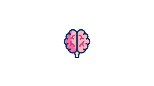 Animated Human Brain Icon Flat Design