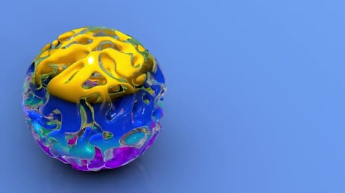3D-Kugel mit Farbverlauf auf Blau 4K