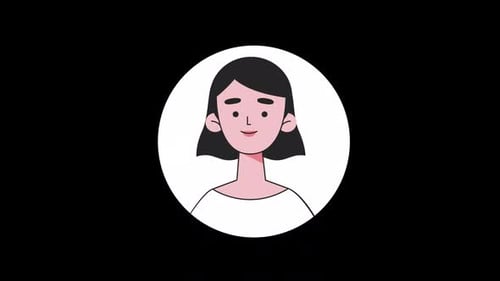 Animated Female Avatar Flat Design Profile Icon