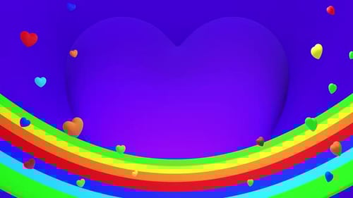 Animated Rainbow and Floating Hearts for Pride Celebration