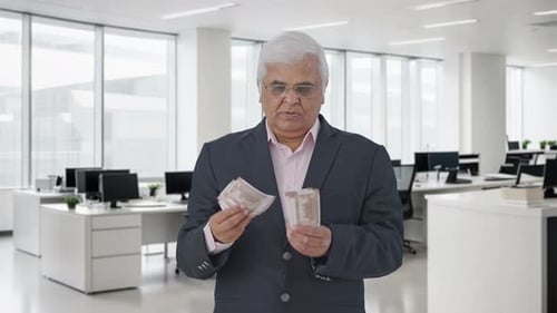 Indian senior manager counting money