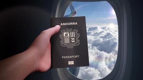 Andorra Passport Airplane Travel Concept