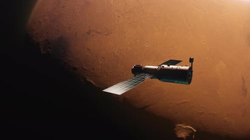 3D Satellite Assembling and Flying Over a Red Planet