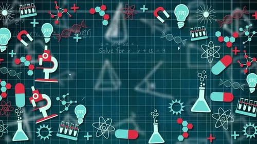 Animated Flat Design Science and Education Icons Loop Background