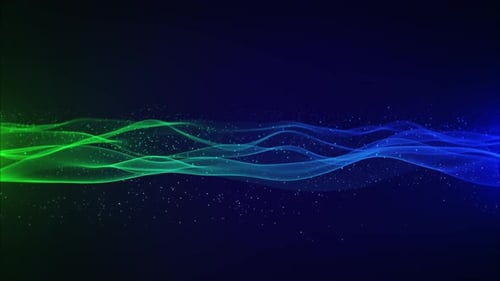 Deep Blue Cyber Tech Space Lines Wave Dots Digitales Binärdatenkonzept für Big Data Deep Machine