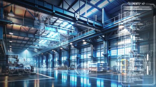 Animation zur Darstellung des Konzepts der automatisierten und digitalisierten Produktion