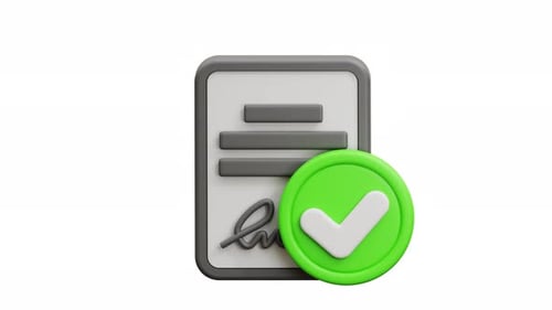 3D Animation Signed Document With Approval Check