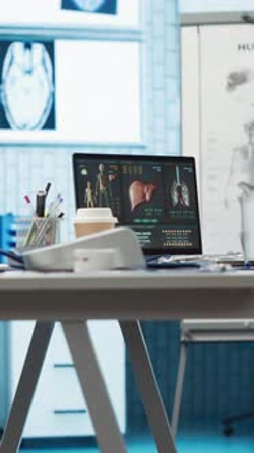 Vertical Video Spacious and Empty Healthcare Office with Modern Medical Equipment