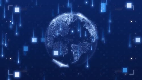 Futuristic Digital Earth Globe Network Data Connection Animation