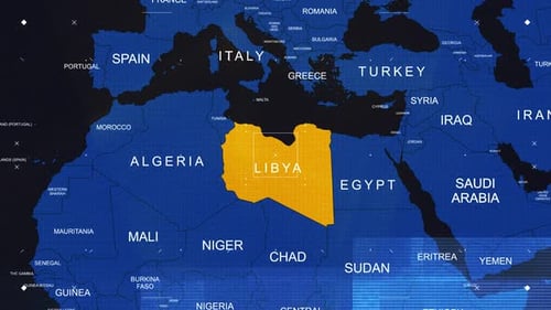 Futuristic Digital World Map Highlight with Glitch Effects