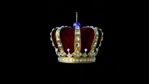 Decorative Royal Crown with Gold and Gemstones Rotating Loop