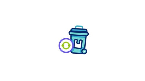 Animated Recycling Bin Icon with Green Recycle Symbol
