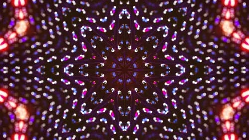 Very colorful and intricate design with many lights on it. Kaleidoscope VJ loop