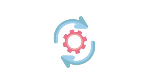 Animated Flat Design Gear and Arrows Loop Icon