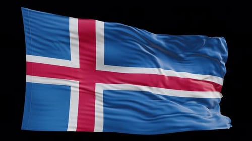 Waving Flag of Iceland Loop Animation