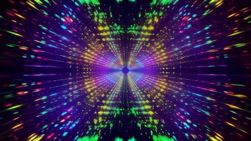 Animation abstraite d'un tunnel hyperdrive au néon avec Vibrant