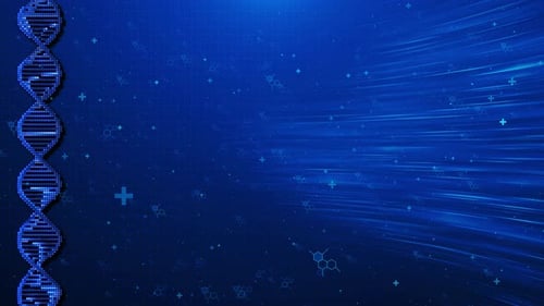 Abstract Blue Digital DNA Molecule Biotechnology Chemistry Science Medicine and Artificial