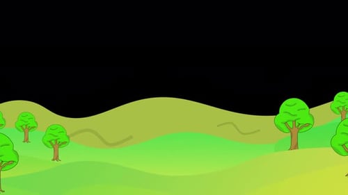 Spring Field Landscape With Cloud And Sky Blue Over Forest Trres 4K Alpha Channel