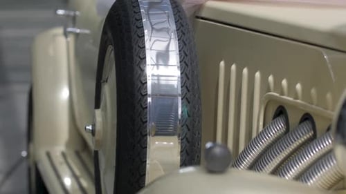 Vintage Wedding Car Decorated with Bows and Ribbons
