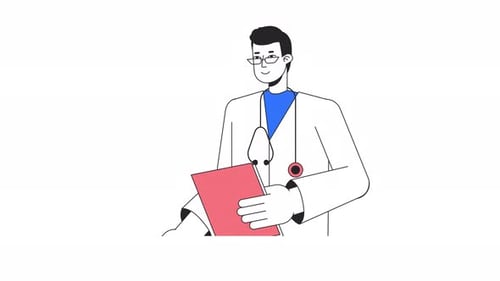 Médico masculino sonriente animado