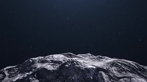 Futuristic Mountain Landscape Flyover Under Starry Sky