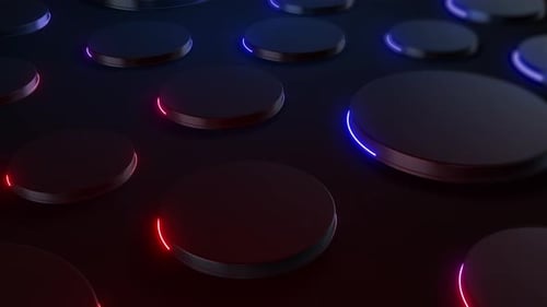 Animated Neon Glowing Discs Tech Background Loop