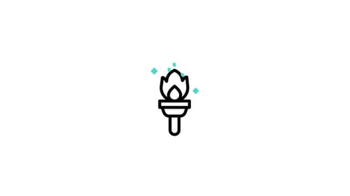 Animated Line Icon of a Flickering Torch with Sparkles