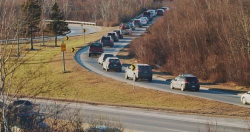 Car Traffic on the Highway Interchange with Traffic Jam City of Dartmouth