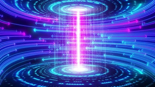 Digitaler Neon-HUD-animierter digitaler Hintergrund. Hud Circle-Animationsschnittstellen, digitale Computerdaten