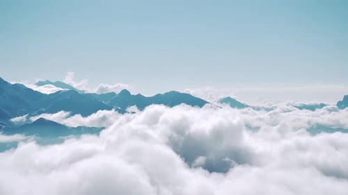 Majestic Mountains and Clouds Aerial View