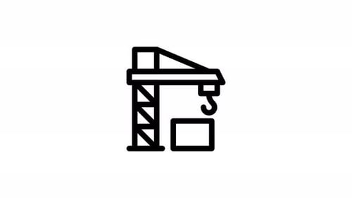 tower crane line icon animation