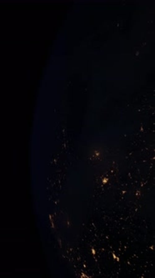 Sphere of Nightly Earth Planet in Outer Space Vertical