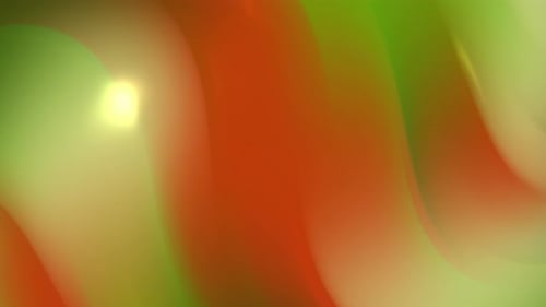 Vibrant Green and Orange Abstract Swirls Smooth Gradient Animation with Soft Light Reflections