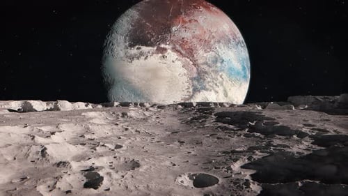 Pluto Viewed from the Surface of the Moon Charon