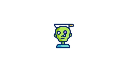 Halloween Zombie Head Animated Flat Design Icon
