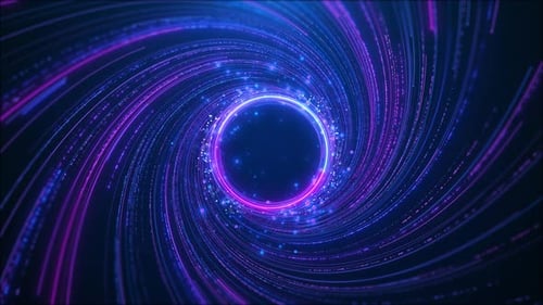 Futuristic Abstract Swirling Vortex of Glowing Digital Lines