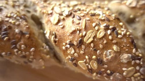 Macro View of Delicious Seeded Bread Baguette
