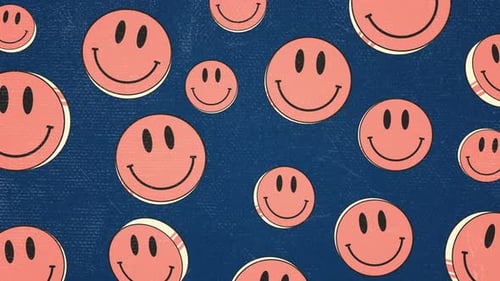 Retro Happy Face Background Loop Animation