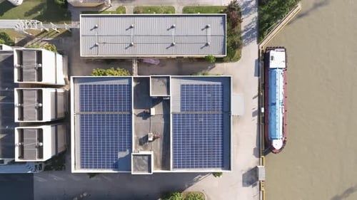 Solar power station on factory rooftop