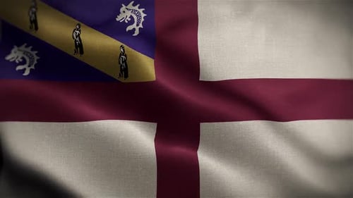 Waving Historical Flag with Crest and St George Cross